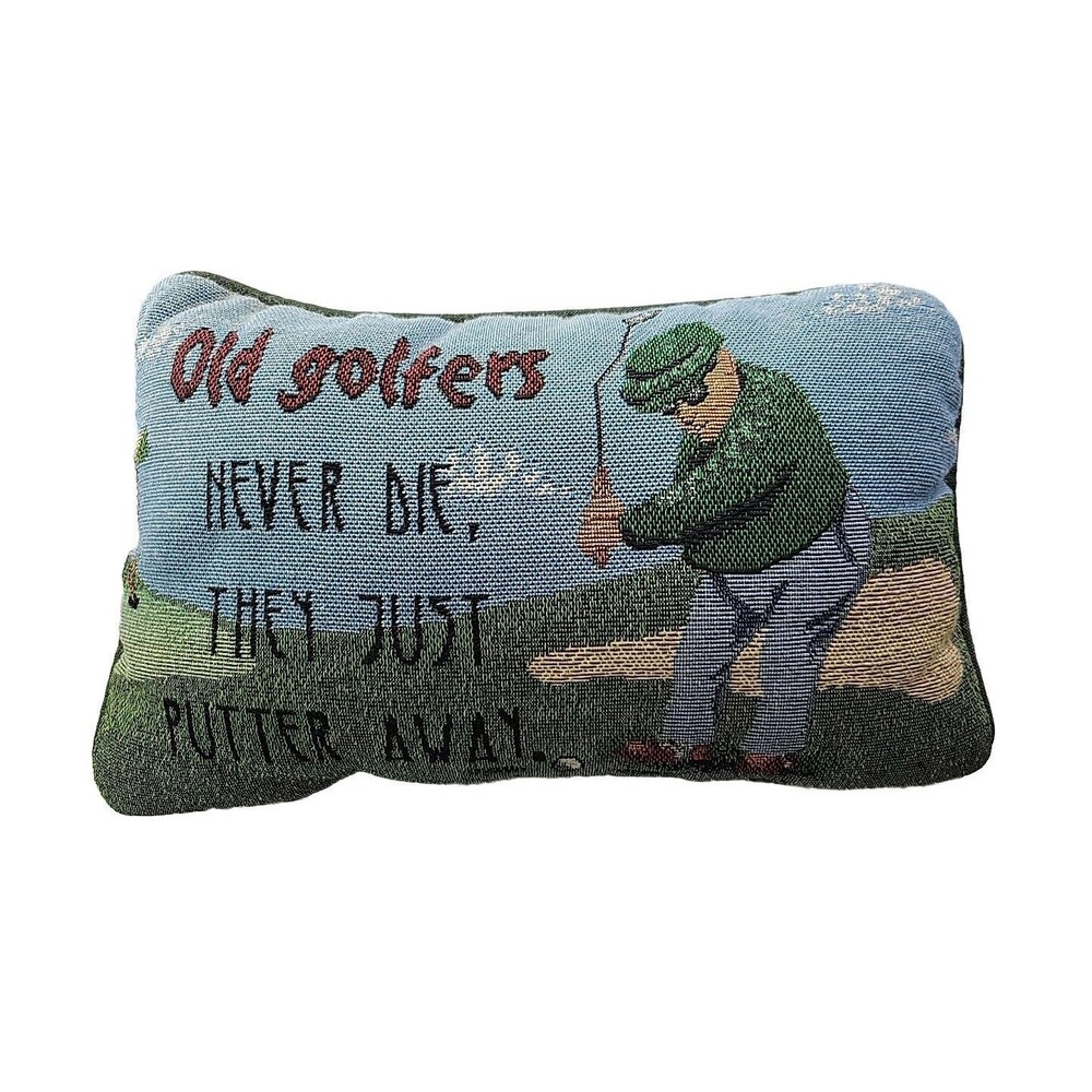 Needlepoint Pillow 'Old Golfers Never Die, They Just Putter Away' 12"x7" Gift